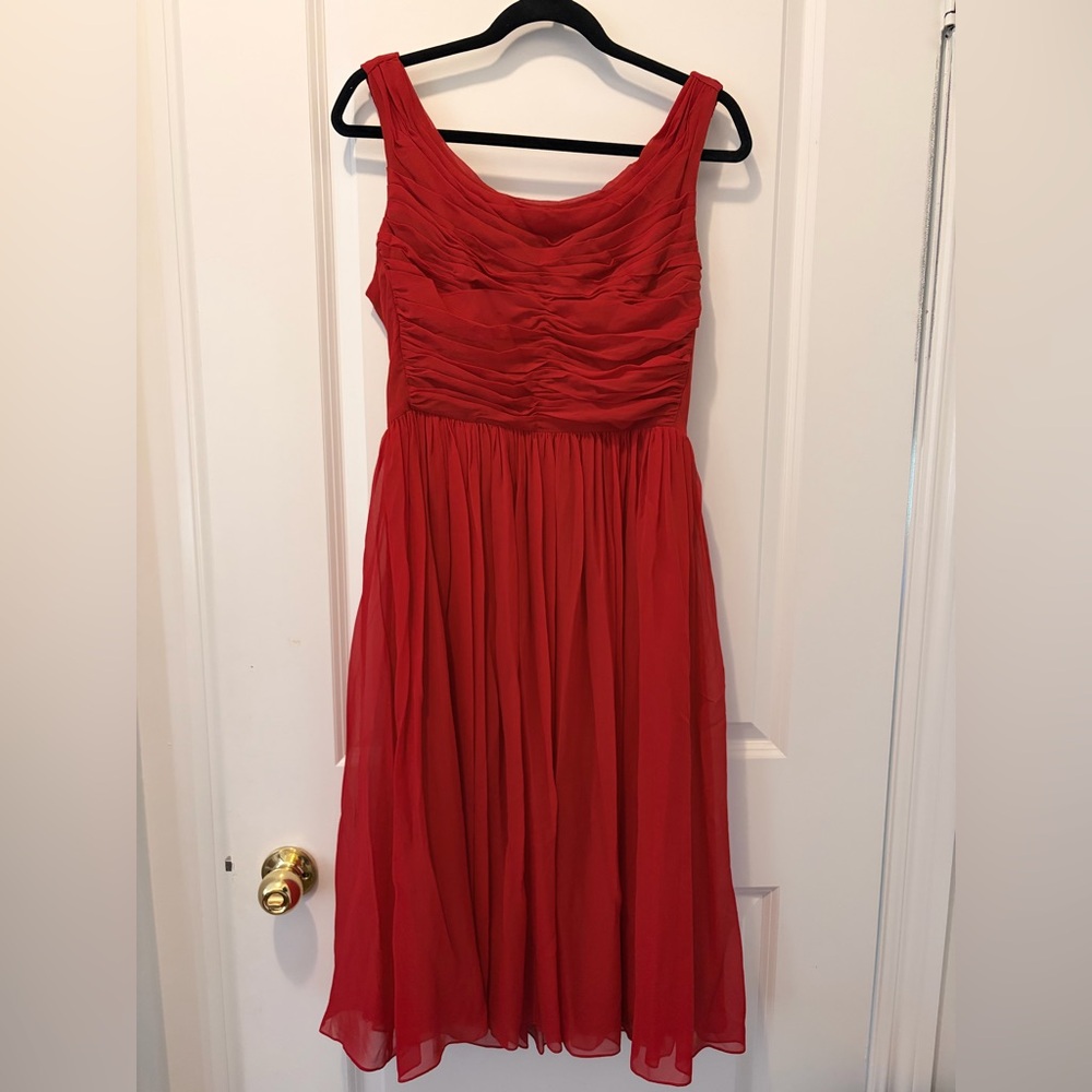 Moulinette Soeurs Gracia Dress Size 8 Red Silk Chiffon Anthropologie